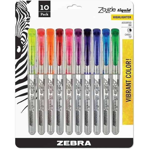 Zebra Pen Zazzle Liquid Highlighter Assorted 10pk 71111 - main