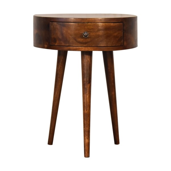 Homeroots 21" Brown Solid Wood Round One Drawer Nightstand 651556 - main