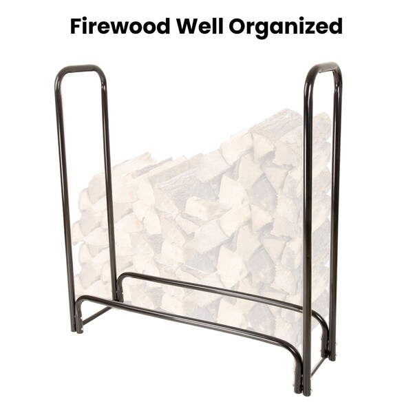 Pure Garden 4-Foot Firewood Storage Rack, Black 50-124 - main