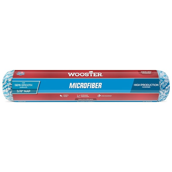 Wooster 14in x 3/8in Nap R523-14 Microfiber Woven Roller Cover, For Semi-Smooth Surfaces, Walls and R962-9 - main