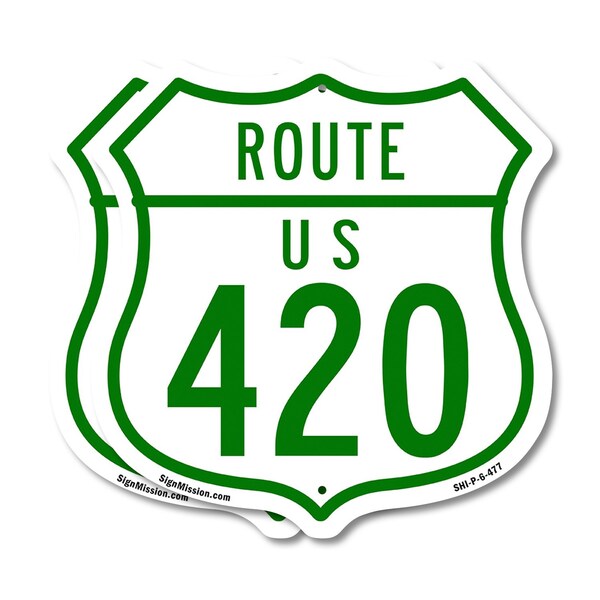 Signmission Route Marker Shield Sign Us 420, 6 inch X 6 inch, Plastic Sign, 2PK SHI-P-2PACK-6-477 - main