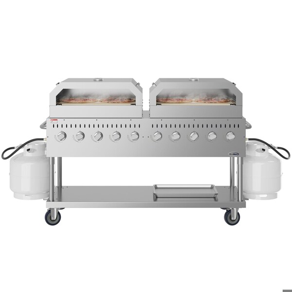 Koolmore 72 in. Commercial Outdoor Propane Gas Grill with Two 36 in. Pizza Ovens in Stainless-Steel CGKIT7-P36P36 - main