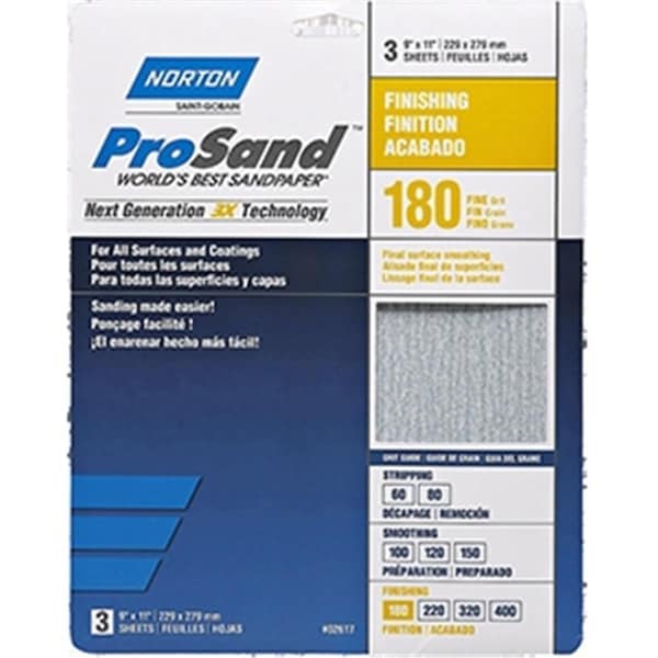 Tool Time 68159 9 x 11 in. 180 Grit 3X High Performance Sheets, 3PK TO3567161 - main
