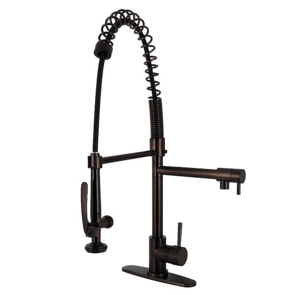 Kingston Brass Single-Handle Deck-Mount Pre-Rinse Kitchen Faucet with Pot Filler, Oil Rubbed Bronze LS8505DL - main