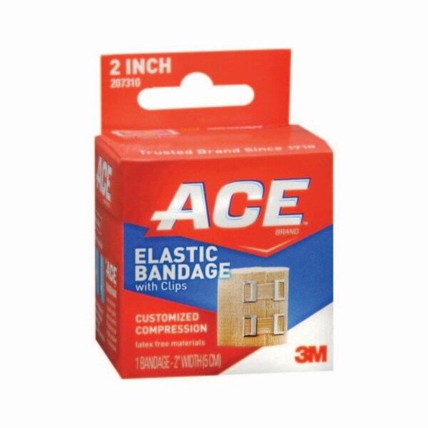 3M Elastic Bandage ACE 2 Inch Width Clip Detached Closure Tan NonSterile Standard Compression, 72PK 207310 - main