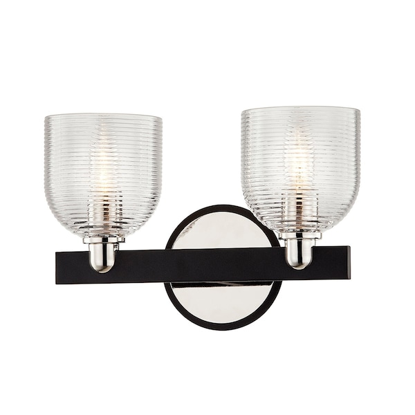 Troy Lighting Munich 2 Light Bath And Vanity 12 In. Textured Black & Polish Nickel B7712-TBK/PN - main