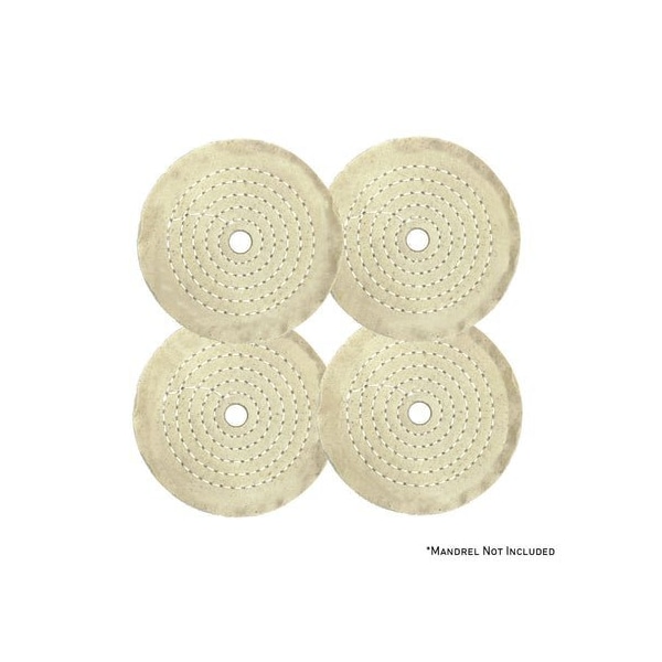 Renegade Products Usa Mini Buffing Wheels, 1/2" Arbor Hole, UBM Mini Buff Pack, 40-Ply, 1/2" Thick, 4 Inch, 4PK FCV4X40P60UBM-1/2AH-4PK - main