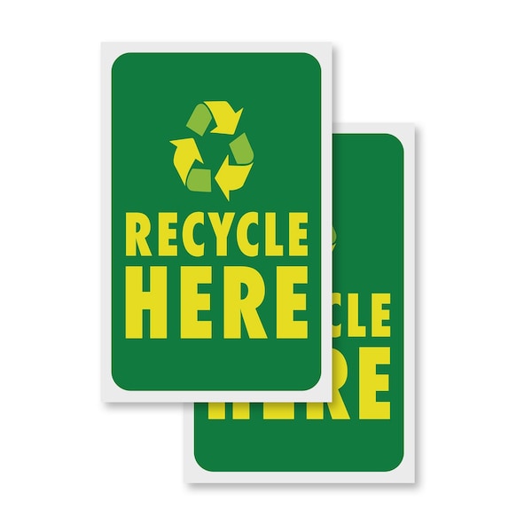 Signmission Recycle Here, Vinyl Decals Only 24 Inch x 36 Inch, Vinyl Decal, 2PK DSB-2436-2PACK-30419 - main