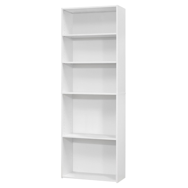 Homeroots 71" White Wood Adjustable Five Tier Bookcase 355727 - main