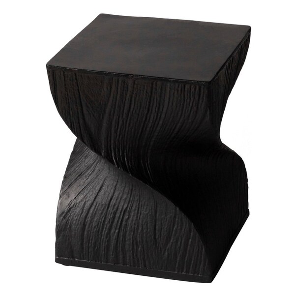 Leisuremod Onyx Twisted Square Fiberstone Side Table, Tree Bark Texture, Fully Assembled OST14BL - main