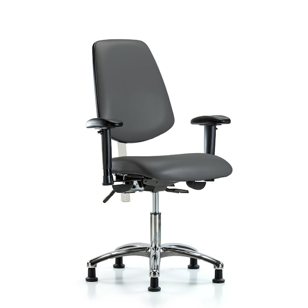 Blue Ridge Ergonomics Vinyl Clean Room Chair, Adjustable Arms BR-NCR-VDHCH-MB-CR-T1-A1-RG-8823 - main