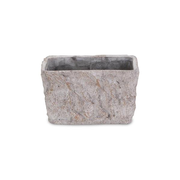 Homeroots 9in Gray Speckle Glaze Cement Indoor Outdoor Rectangular Pot Planter 487894 - main
