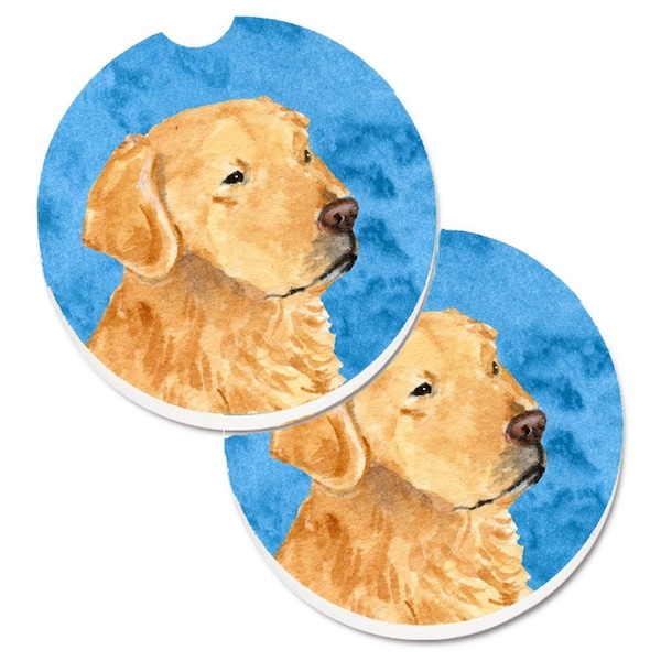 Carolines Treasures Blue Golden Retriever Set of 2 Cup Holder Car Coaster SS4752-BUCARC - main