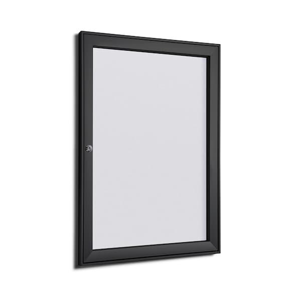 Showdown Displays 21 In W X 28 In H Indoor Enclosed Bulletin Board Black - Slim 21X28BBSBLACK - main