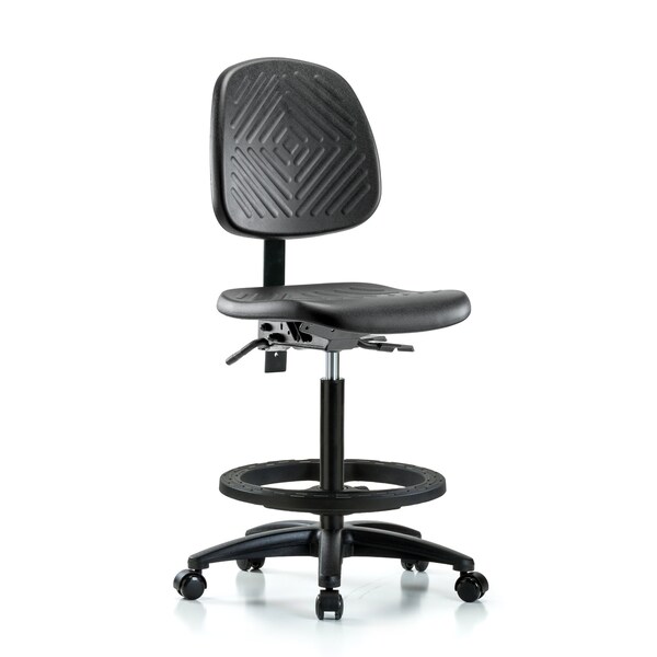 Blue Ridge Ergonomics Bench Chair, Hi, Poly, Med, Bk, BF Casters, No Arms, 24-1/2" to 33-1/2" Height, Blue, Black BR-PHBCH-MB-RG-T0-A0-BF-RC - main