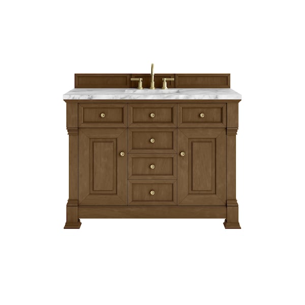 James Martin Vanities Brookfield 48 in. Single Vanity, Honey Oak w/3 CM Carrara White Marble Top 547-V48-HNO-3CAR - main