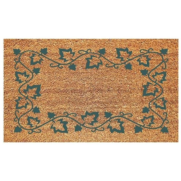 Decoir NonSlip Door Mat, 16 in L, 27 in W, Ivy Border Pattern, GreenTan 77FLIBG627 - main