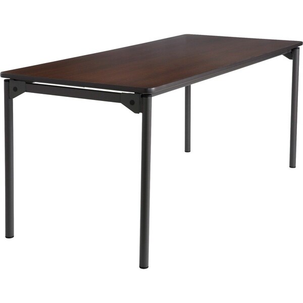 Iceberg Maxx Legroom Folding Table, Walnut Top, Charcoal Frame, 30 in W x 72 in L x 29.5 in H 65824 - main