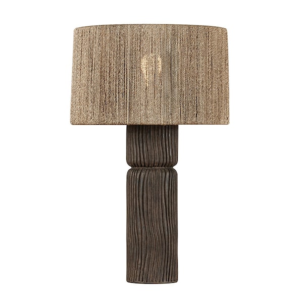 Troy Lighting Folk 1 Light Table Lamp in Patina Brass and Ceramic Shadowed Bark Finish PTL1427-PBR/CSK - main