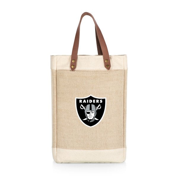 Picnic Time Family Of Brands NFL Las Vegas Raiders - Pinot Jute 2 Bottle Insulated Wine Bag 539-02-187-234-2 - main
