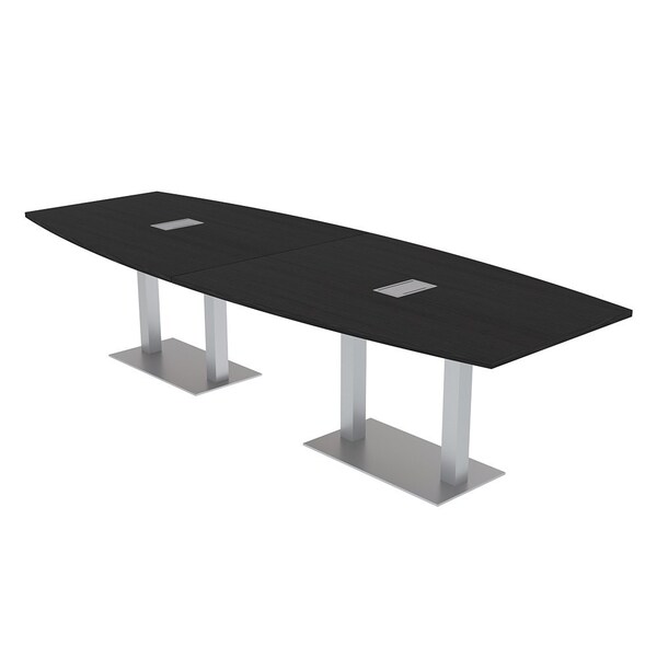 Skutchi Designs Boat Conference Table With Power Unit, 48 in W, 120 in L, Black HAR-BOT-48x120-DOU-U999ST19-ESIL - main
