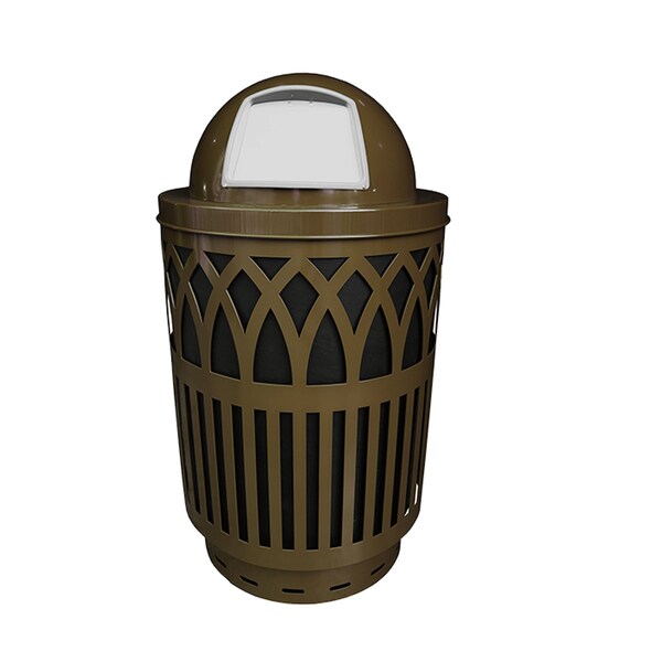 Witt Industries Brown Outdoor Receptacle with Laser Cut Design with Dometop COV40P-DT-BN - main