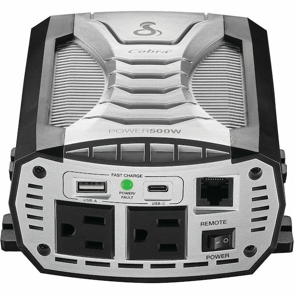 Cobra Power Inverter, Modified Sine Wave, 1,000 W Peak, 500 W Continuous, 4 Outlets CPI500W - main