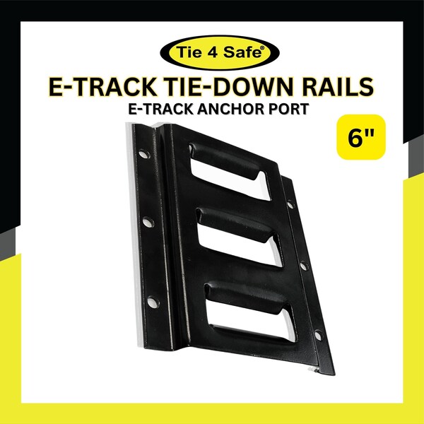 Tie 4 Safe 6'' Black Galvanized Horizontal E-Track Tie-down Rail VR16-06B-1 - main