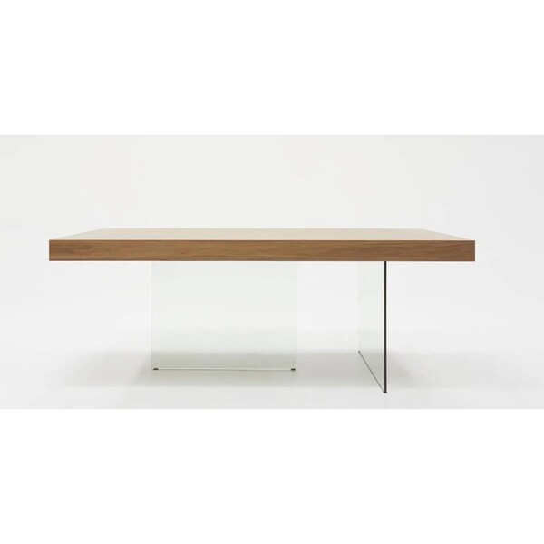 Homeroots 79" Brown And Clear Glass Dining Table 486029 - main