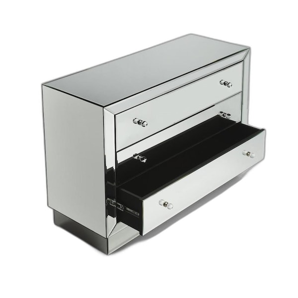 Homeroots 42" Clear Glass Three Drawer Dresser 389733 - main