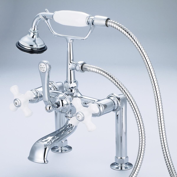 Water Creation Vintage Classic 7 in. Spread Deck Mount Tub Faucet - Chrome, Silver F6-0006-01-PX - main