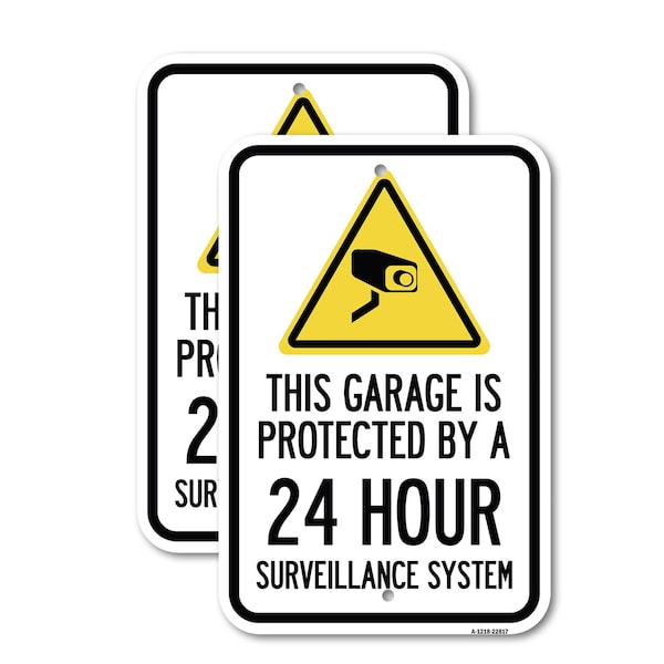 Signmission This Garage Is Protected by A 24 Hour Surveillance Syst, 18'' X 24'', Heavy Gauge Aluminum, 2PK A-1824-2PACK-22817 - main