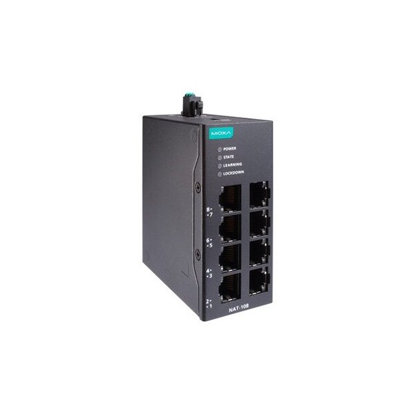 Moxa 8-port industrial Network Address Translation NAT devices, -40 to 75 Degree C ope NAT-108-T - main