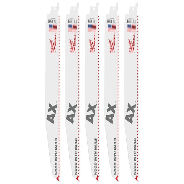 Milwaukee Tool 12" 5 TPI The Ax Sawzall Blade (25 Pk) 48-00-8027 - main