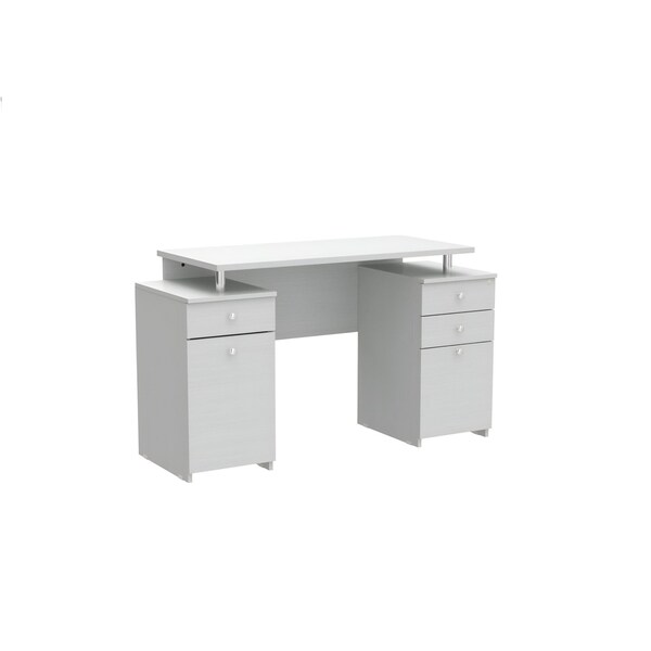 Homeroots 51" White Computer Desk With Five Drawers 249795 - main