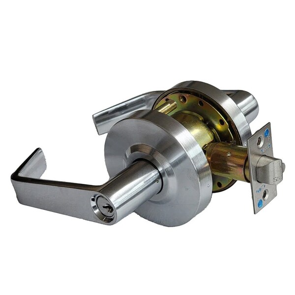 Ecs Hardware Commercial Lever Set Handle, Clutch Lever Set, 2-3/4 Standard Backset, Satin Chrome, Entrance, Grade 2 ECSH-CL201-SC-ET-C - main