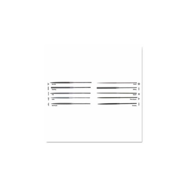 Crescent/Nicholson Swiss Pattern Rectangular Needle Files, 6 1/4 in, Straight, 12PK 183-37982 - main