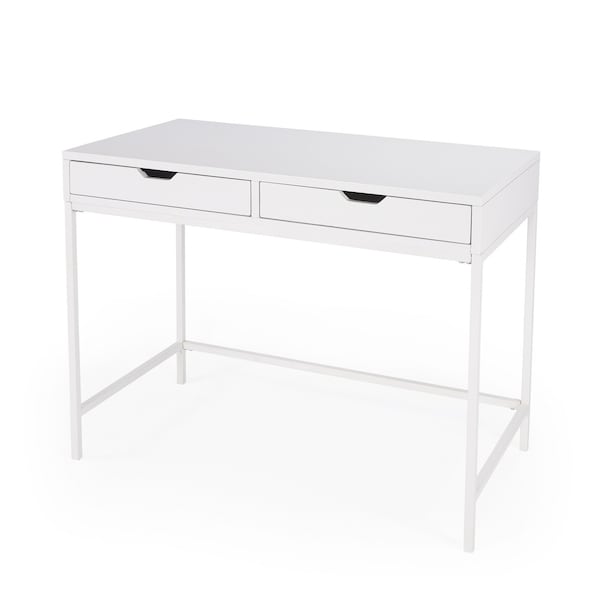 Homeroots 40" White Solid Wood Writing Desk With Two Drawers 389450 - main