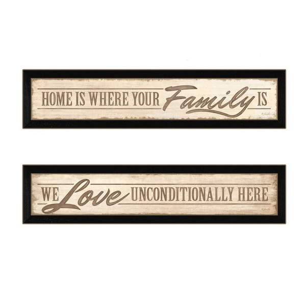 Homeroots Set Of Two Love Family and Friends Black Framed Print Wall Art, 2PK 405715 - main