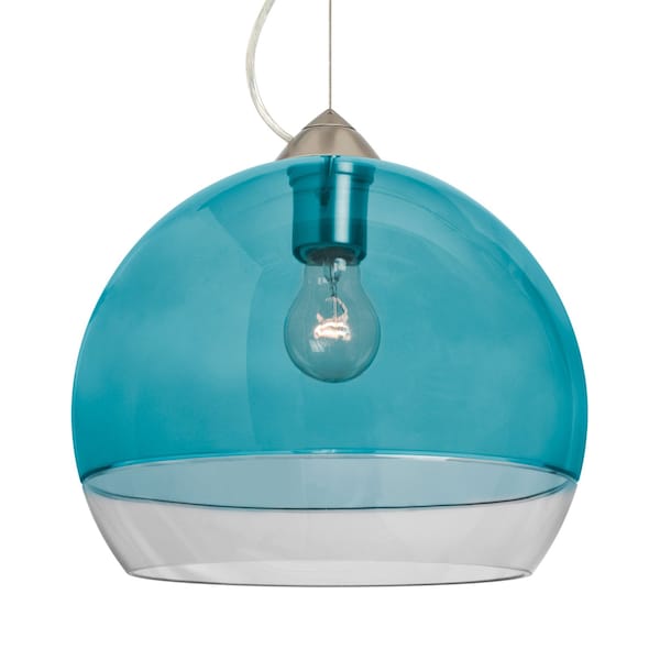 Besa Lighting Besa Ally 12 Cable Pendant, Coral Blue/Clear, Satin Nickel Finish, 1x 60W MAX E26 Base 1KX-ALLY12BL-SN - main