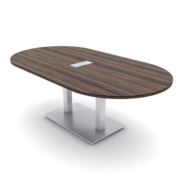 Skutchi Designs Racetrack Conference Table With Power Unit, 48 in W, 84 in L, Brown HAR-RAC-48X84-DOU-H3041-ESIL - main