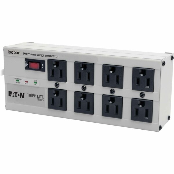 Tripp Lite Outlet Strip, Surge, 5-15R, 5-15P, 12 ft., Black/Light Gray ISOBAR8 ULTRA - main