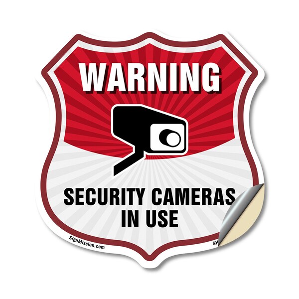 Signmission Video Surveillance Shield Sign Warning S, 12 Inch X 12 Inch, Vinyl Decal SHI-D-12-468 - main