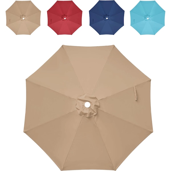 Simple Deluxe 9' Patio Umbrella Replacement Canopy Outdoor Table Market Yard Umbrella Replacement Top Cover with LGBRLACANOPY9TAN - main
