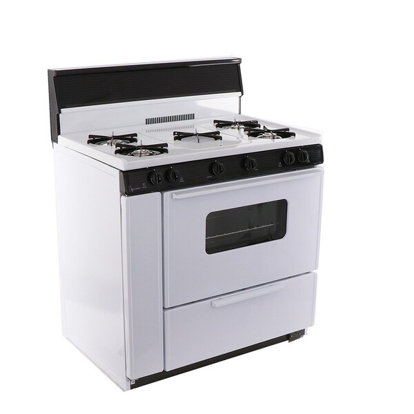 Premier Gas Range, Battery Ignition, 5 Open Burners, 36 inW x 46 inH x 26 inD, 3.91 cu. ft. Oven, White 805758 - main