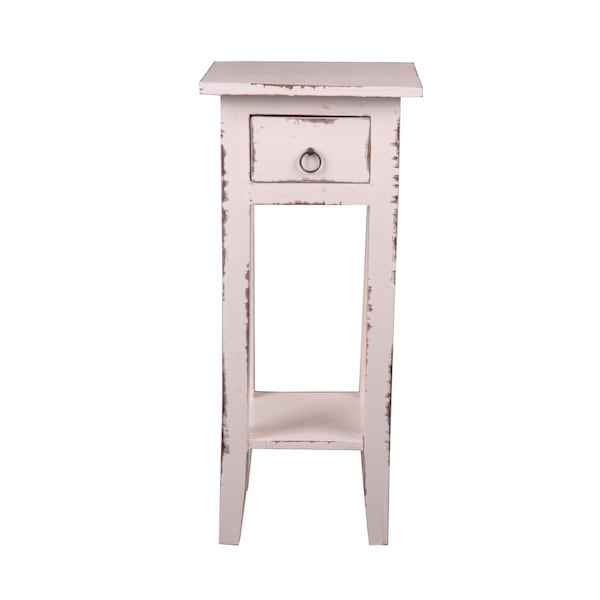 Seatsolutions Sunset Trading Cottage Light Distressed Whitewash Narrow Side Table SE1209122 - main
