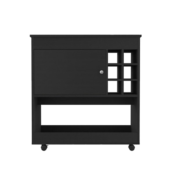 Homeroots Black Rolling Bar Cart With Wine Storage 479895 - main
