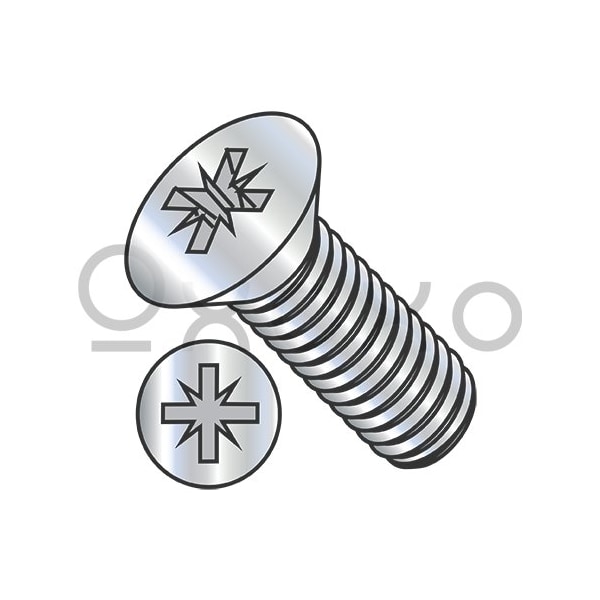 Oxoxo 6-32X1/4 Pozi Drive Alternative Type 1A Recess Flat Machine Screw Fully Threaded Zinc, 10000PK 251921 - main