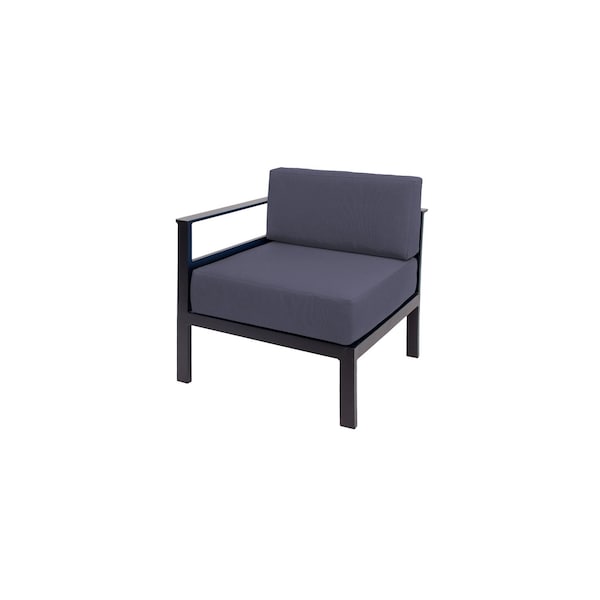 Bfm Seating Belmar Right Arm Sofa Section with Sunbrella cushions, Sand Black Frame PH6101BL-R-14089 - main