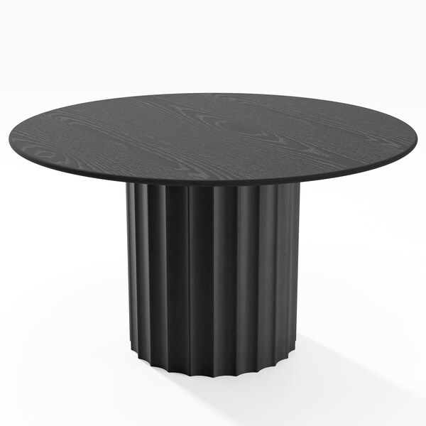 Homeroots 52" Black Solid Wood Pedestal Base Round Top Dining Table 721039 - main